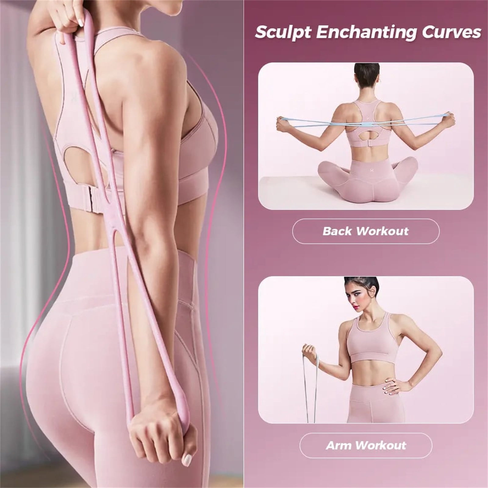 Werulen Figure 8 Resistance Band for Women, TPE Material Exercise Band, Back Training Elastic Band, Portable Fitness Band, Home Workout Resistance Tool