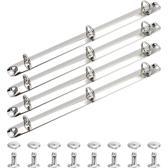 4 Sets Notebook 3 Ring Binder Mechanism Replacement Kit 3 O Rings Clips Metal Loose Leaf Binding Spines Combs for Personal Organizers Planners DIY Document Papers Platinum