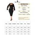 thumbnail image 6 of DARING DIVA Plus Size Square Neck Long Sleeve Back Slit Bodycon Dress 1X Black, 6 of 6