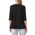 thumbnail image 3 of INSPIRE CHIC Lightweight Cardigan for Women Summer 3/4 Sleeve Open Front Netted Knit Ruffle Cardigans Cover Ups XS Black, 3 of 6
