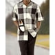 thumbnail image 2 of Nueva camiseta de moda de verano + pantalón, 2 piezas, camiseta + pantalón, moda para hombre, estilo Harajuku, retro, rayas verticales y horizontales, camisetas para hombre, 2 of 5