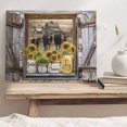 thumbnail image 5 of Sunflower Mason Jars on Rustic Window Wall Art Angus Cows Kitchen Decor Farmhouse Picture Framed Modern Artwork For Living Room Bedroom Home 12x16 In, 5 of 6