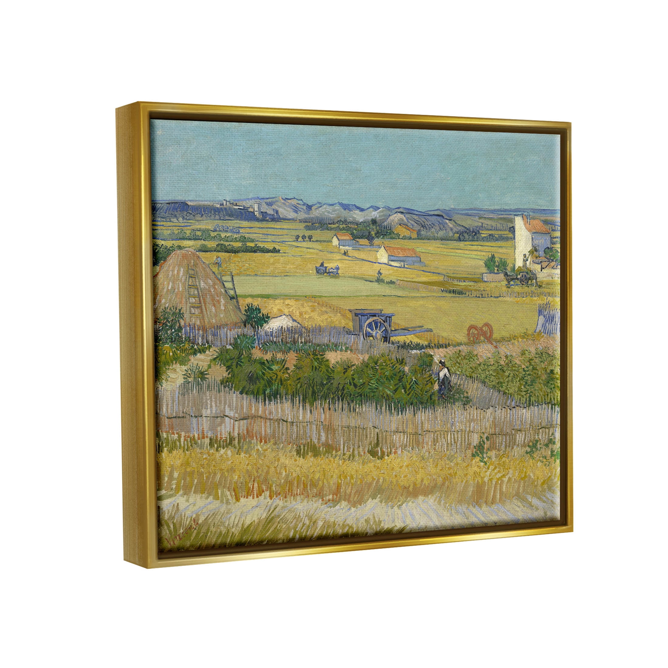 The Harvest Van Gogh Farmland Landscape Landscape Painting Metallic Gold Framed Art Print Wall Art