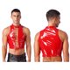 thumbnail image 3 of Top corto Rave sin mangas con cordones y ojales calados para hombre para baile en barra, chaleco de charol con aspecto húmedo, Tops, ropa gótica Punk para discoteca, 3 of 5