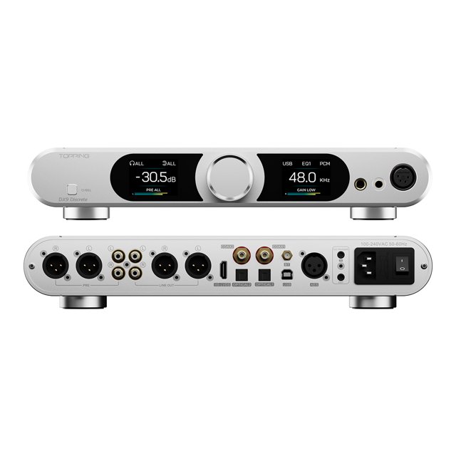 TOPPING DX9 Discrete Fully Balanced DAC Headphone Amp - Fully Discrete 1 Bit, PSRM module, Fully Balanced hybrid relay volume control, Headphone crossfeed
