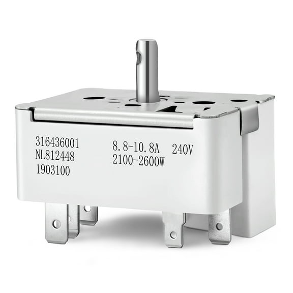 Range Infinite Switch 316436001 Replacement for Frigidaire, Kenmore Electric Stoves Fits 8-Inch Burners, Replaces Parts 1155395, 316021501, AP3885460, PS1145040, AH1145040, EA1145040