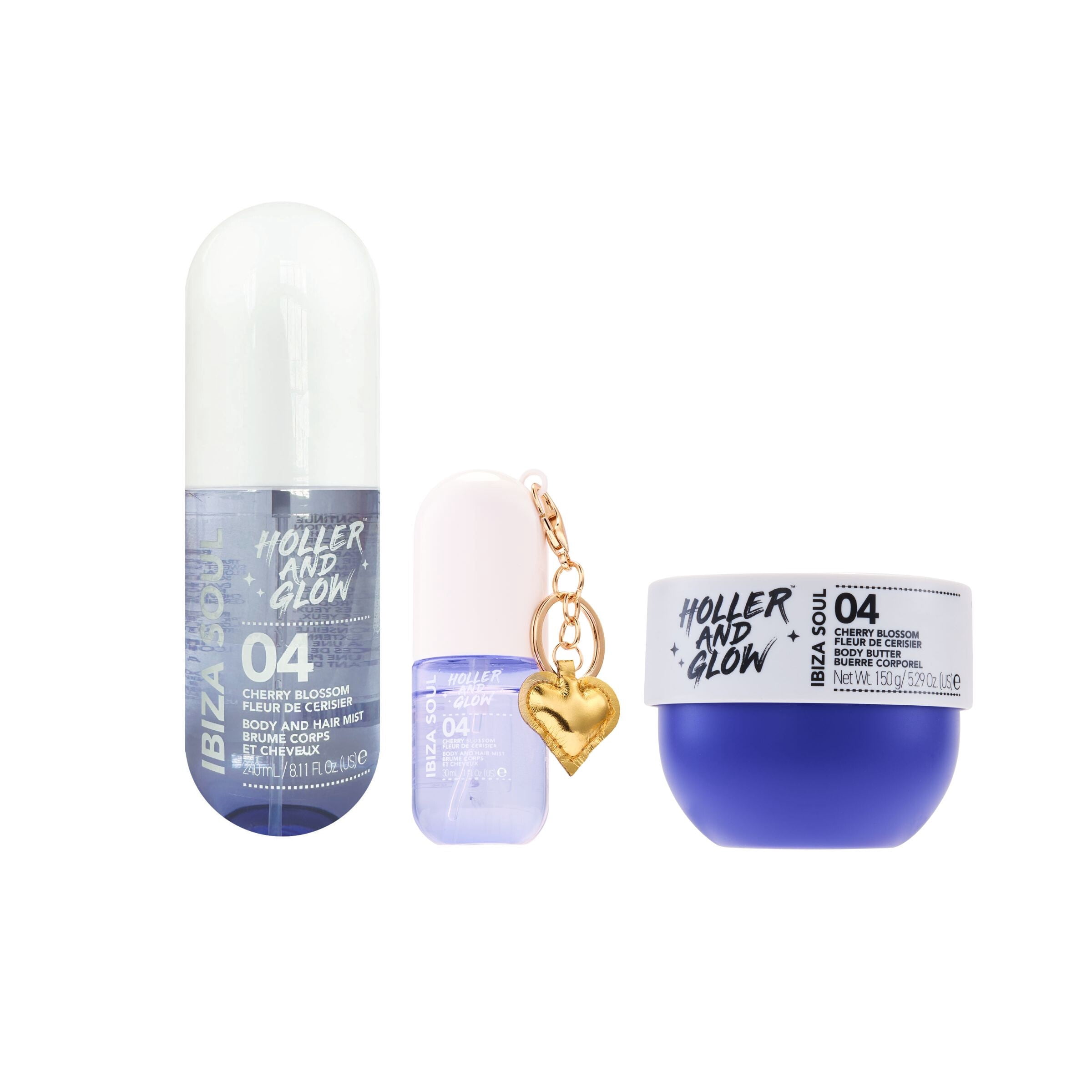 Holler And Glow Limited Edition Scent From Ibiza Hair And Body Mist & Body Butter Set, 3 Piece Gift Set