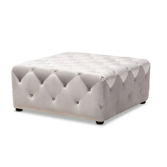 Baxton Studio Table Basse Ottomane Moderne en Velours Capitonné Gris Ardoise