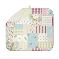 Pioneer Flower Floral Print Pattern Dish Drying Mat for Kitchen 1 Pack, Ultra Absorbent Microfiber Dishes Drainer Mats,16"x18"