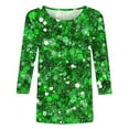 thumbnail image 5 of TrendVibe365 St Patricks Day Womens Plus Size Tops 3/4 Sleeve Green Crew Neck Polyester Casual St. Patricks Day Blouse Tops for Irish Themed Gifts 4XL, 5 of 5