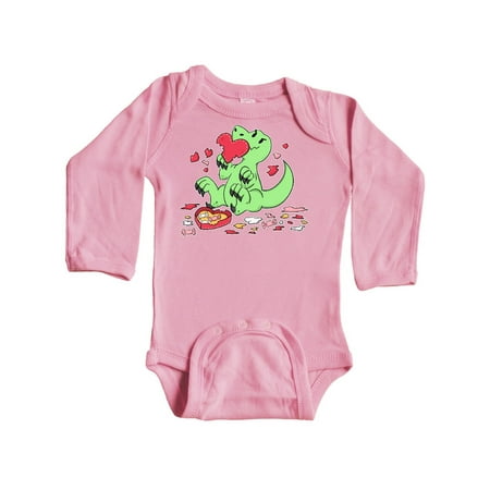 

Inktastic Raptor Destroying Heart Chocolate Box Gift Baby Boy or Baby Girl Long Sleeve Bodysuit