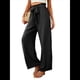 thumbnail image 2 of Pantalones Anchos para Mujer con Bolsillos, Cintura Alta, Nudo Ajustable, Holgados, Informales, para Trabajo y Negocios. Negro S, 2 of 6