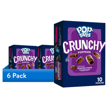 (6 pack) Pop-Tarts Crunchy Poppers Frosted Brownie Crunch Chewy Crunchy Filled Snack Pieces, Kids Snacks, 10 oz, 10 Count