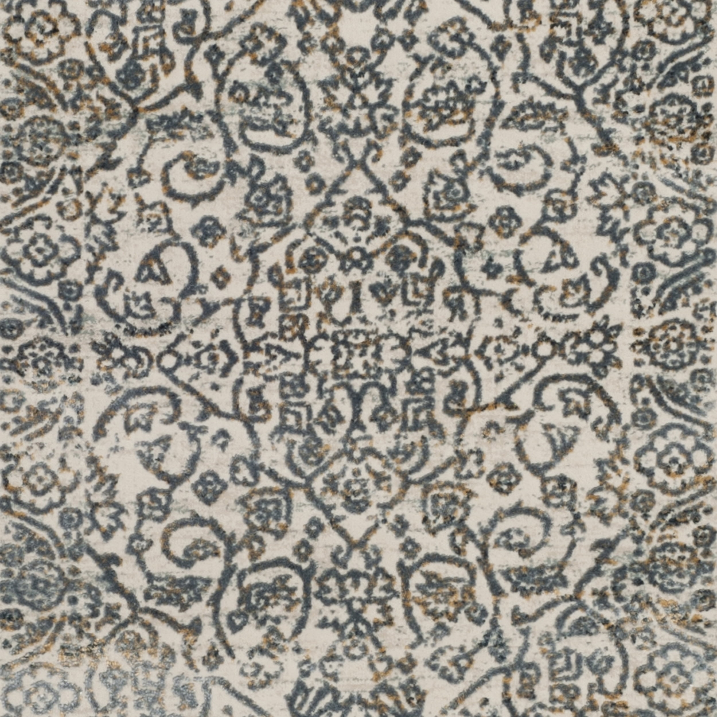 SAFAVIEH Princeton Xavier Floral Bordered Runner Rug, Cream/Slate, 2' x 8'