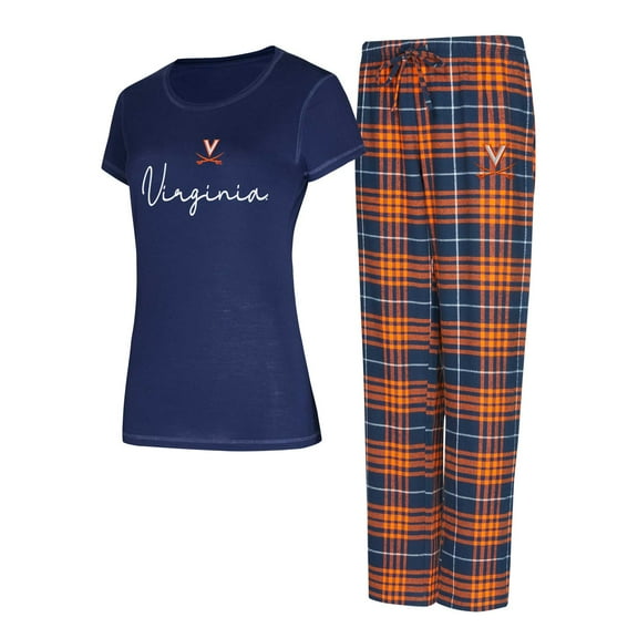 Women's Concepts Sport  Navy Virginia Cavaliers Vector Top & Flannel Pants Sleep Set