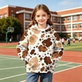 thumbnail image 6 of CINVREST Cow Print Sweatshirt For Girls Long Sleeve Hooded Oversized Pullover Top Warm Casual Fashion Hoodie With Pocket (11 Years, Brown), 6 of 7