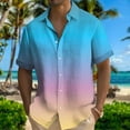 thumbnail image 2 of Inglocry Mens Gradient Linen Shirts Casual Button Down Short Sleeve Tie Dye Beach Summer Shirts Light Blue 2XL, 2 of 5