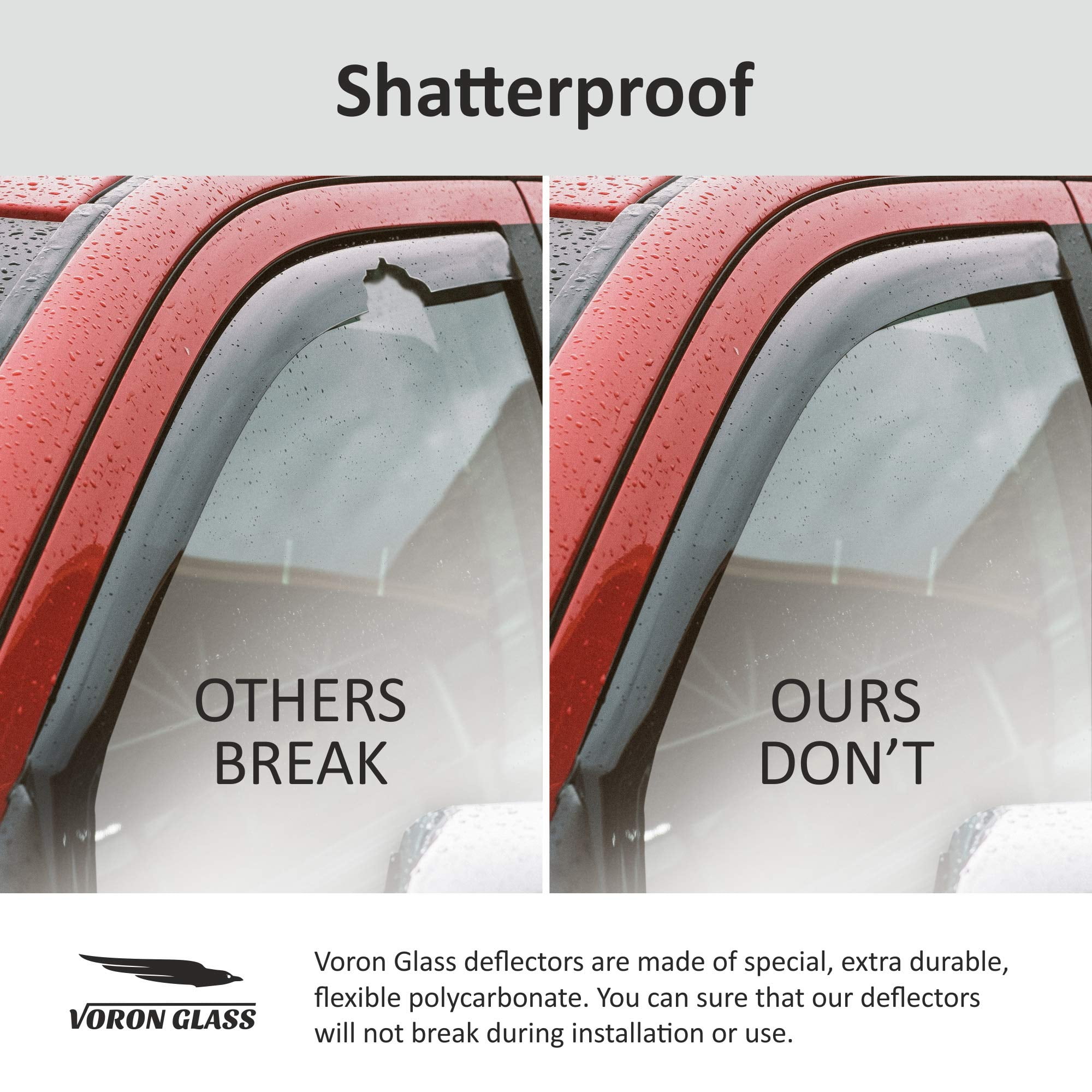 Voron Glass In-Channel Extra Durable Rain Guards for Trucks Dodge RAM 2500 3500 2019-2026 Crew Cab, Window Deflectors, Vent Window Visors, 4 Pieces - 220010v