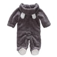 thumbnail image 4 of Newborn Baby Boys Girls Soft Plush Hooded Romper Jumpsuit Infants Bodysuit Outfits Clothes, 4 of 7