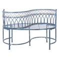 thumbnail image 3 of SAFAVIEH Lara Outdoor Patio Kissing Garden Bench, Antique Blue, 3 of 9