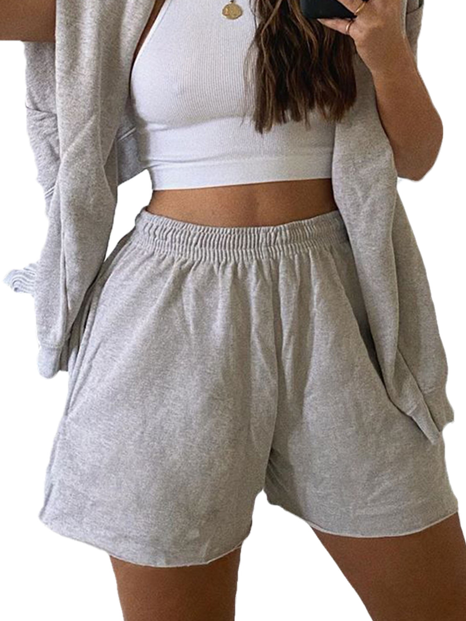 womens long shorts with elastic waist