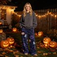 thumbnail image 2 of Fabrcox Womens Fleece Pajama Pants Halloween Funny Pumpkin Ghost Witch Womens Sleeping Pants Spooky Fall Winter Cozy Fluffy Wide Leg Pj Pants Women Gray XXL, 2 of 6