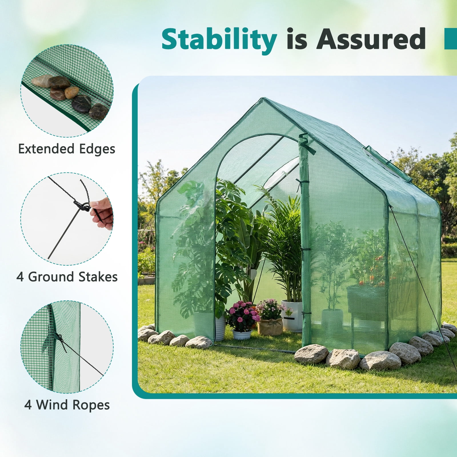 Costway 6 x 3 x 5.5FT Mini Walk-in Greenhouse with PE Cover Rustproof PE-Coated Metal Frame