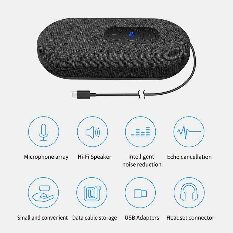 Conference Microphone USB Speakerphone Microphone for Business  Conference,360° Omnidirectional Microphone Intelligent DSP Noise Reduction  for Video