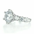 thumbnail image 2 of 3Ct Round Cut Lab Created Diamond Cluster Engagement Ring 14K White Gold Plated Sterling Silver, 2 of 4