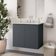 thumbnail image 2 of Sink Vanity Cabinet, Wall Mount, White Grey Gray, Ceramic, Melamine, Modern Contemporary, Hotel Bedroom Bathroom Master Suite Guest, 2 of 9