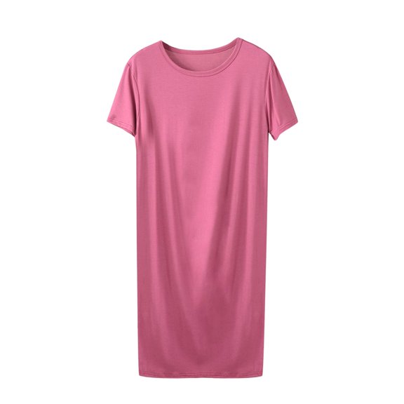 Tumotour Short Nightgowns For Women Mini Dress Pajamas Loungewear Nightgown Summer Casual Sleepwear Short Sleeve Sleep Dress Solid Color T-Shirt Nightshirt