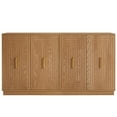 thumbnail image 6 of Superjoe 60'' Large Buffet Cabinet with Storage, Fluted Sideboard with Doors and Adjustable Shelves, Wood Credenzas Console Table, Coffee Bar Cabinet for Kitchen, Dining Room, Living Room, Oak, 6 of 8