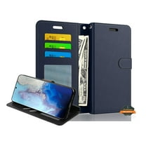 Xpression Case for Samsung Galaxy A52 5G Wallet PU Leather Pouch with Card Slots ID Money Pocket, Stand & Strap Flip Dual Layers Phone Cover [Blue]