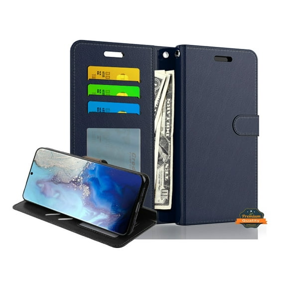 Xpression Case for Samsung Galaxy A52 5G Wallet PU Leather Pouch with Card Slots ID Money Pocket, Stand & Strap Flip Dual Layers Phone Cover [Blue]