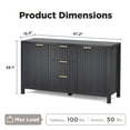 thumbnail image 5 of PPorfamilia Buffet Cabinet with Storage, Console Side Cabinet with Double Doors and 3 Drawers, Rustic Wood Sideboard Storage Cupboard for Kitchen Dining Room Entryway, Black, 5 of 7
