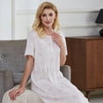 thumbnail image 3 of Chemises de Nuit d'Été pour Femmes, Douce 100 % Coton Confortable Légère à Manches Courtes Nuisette pour Dames, 3 of 5
