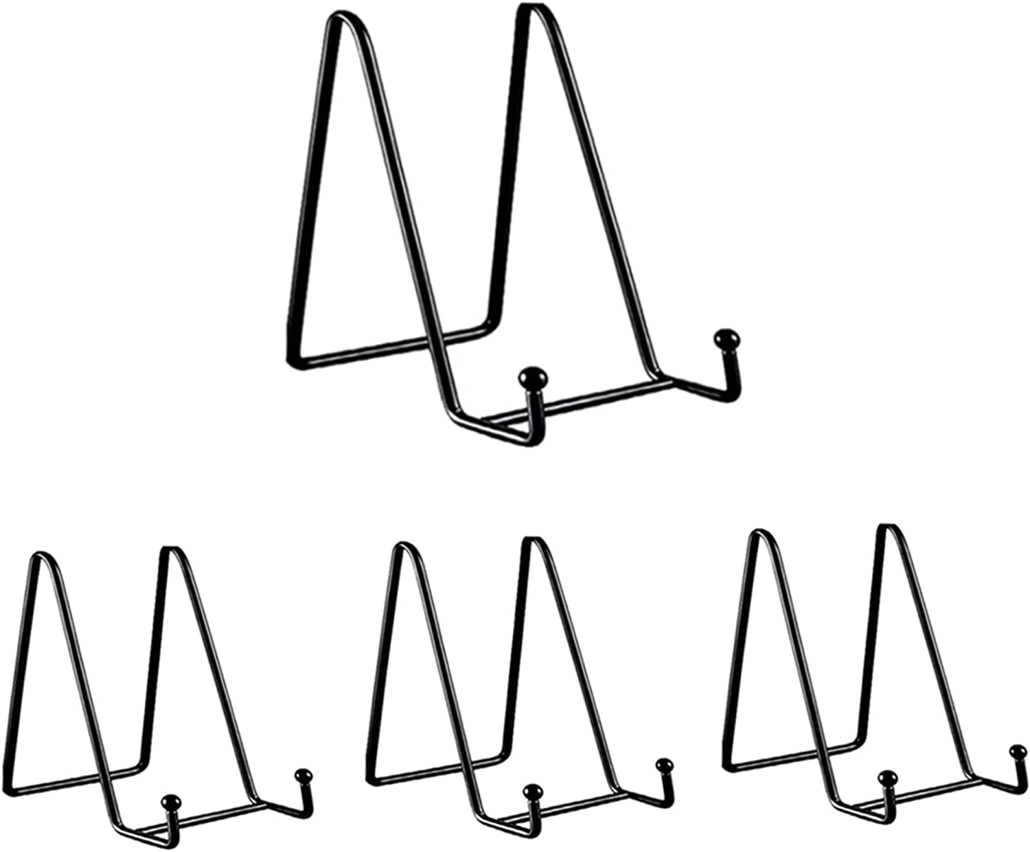 4 Pack of 3 inch Display Stands Black Iron Plate Stands Metal Frame Holder Stands for Decorative Plates,Picture, Photo Easel, Picture Frames,Book. (black)