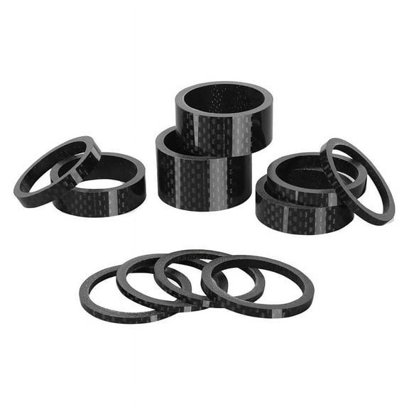 11PCS Headset Spacer Bike 28.6mm Fork Stem Carbon Fiber Washer Mountain Bikes Road Bicycle Threadless Headset Spacers,11 x Spacer(3x2mm, 2x3mm, 2x5mm, 2x10mm, 1x15mm, 1x20mm),Black