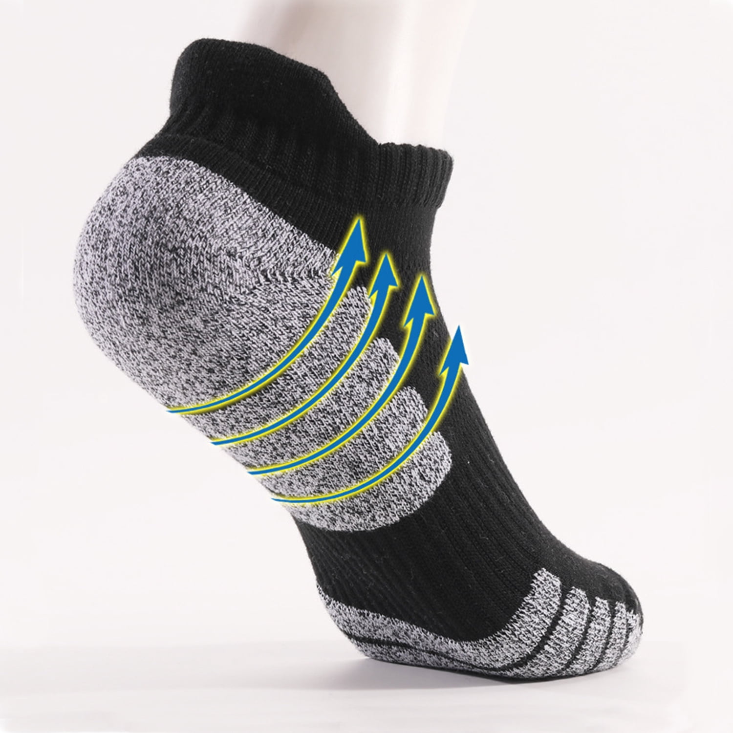Casual Ankle Socks Low Cut Athletic Socks , Size 7.5-10 Hiking and Sports , 6 Pairs Multi-Size Options for Running, Hiking and Sports , Short socks Thick Cushion White-3 A-Gray-3