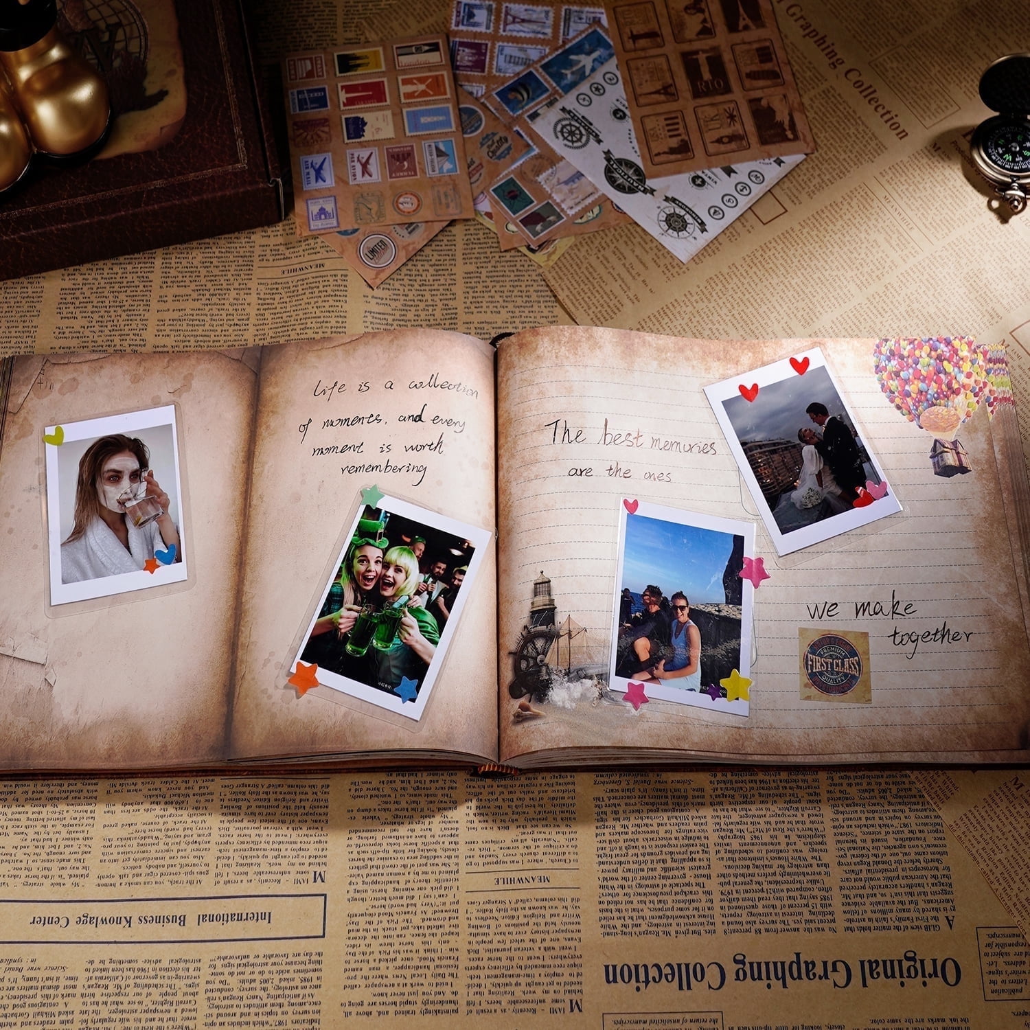 Nuao 180 Pages Our Adventure Book Scrapbook Photo Album, Leather Hardcover Travel Scrap Books Memory Book Gift for Anniversary Wedding Mother's Day