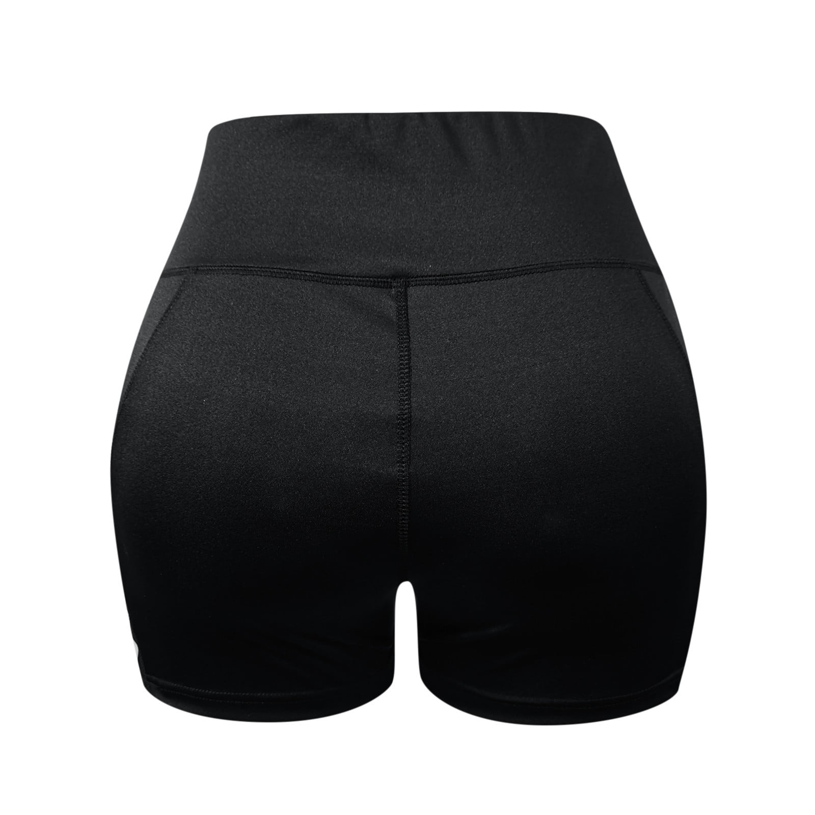 MRULIC yoga shorts for women Women's Casual Sport Solid Fashion High Waist  Leggings Yoga Shorts Black + L 