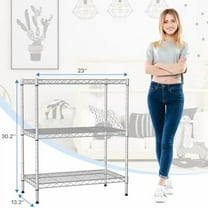 3 Tier Shelf Storage Rack Metal Wire Shelving Unit Steel Short Shelves for Storage, Adjustable Shelf Metro Shelving 450lbs Capacity for Kitchen Garage, 23Lx13.2Wx30.2H Chrome