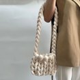thumbnail image 1 of Bolso Mujer Mensajero Sólido Tejido A Mano Suave Embrague Totalizador Blanco, 1 of 7