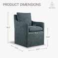 thumbnail image 5 of CHITA Dining Arm Chair with Caster Wheels for Kitchen Fabric Upholstered Dining Room Chair Set of 2, Blue, 5 of 11