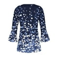 thumbnail image 5 of CYMMPU Loose Fit Tunic Tops Boho Blouses for Women Dressy Casual Spring Tops Floral Printed Button V Neck Flare Sleeve Summer Trendy Shirts 3/4 Sleeve Pleated Dressy T-Shirts Multicolor L, 5 of 5