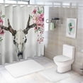 thumbnail image 7 of Orinice Flowers Deer Skull Bathroom Decor Set Colorful Luxurious Graphic Print Polyester Fabric Fashion Shower Curtain with Hooks 69x72, 7 of 7
