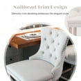 thumbnail image 6 of Paproos Upholstered Bar Stools Set of 2, Velvet Barstools with Wood Legs and Tufted, Modern Leisure Counter Height Bar Chairs with Chrome Nailhead Trim for Home Pub and Kitchen Island, Beige, 6 of 10