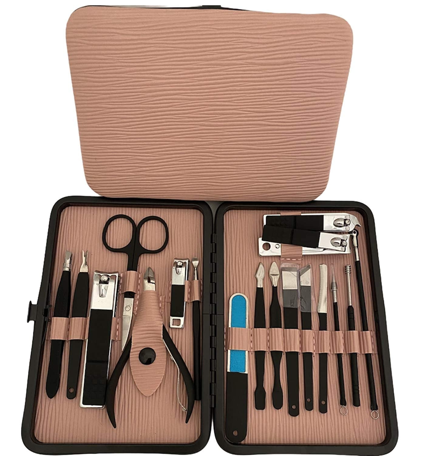 Vol lichtgewicht timmerman Professional Manicure Set, Pedicure Kit, Nail Clippers, 18pcs Stainless  Steel Grooming Kit, Facial Treatment Nail Scissors Grooming Kit with Black  Leather Travel Case - Walmart.com