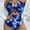 Blue, variant on Women's Swimwear Plus Size Purple One Piece Under $10 Gradient Color Print Lacing Women's One-piece Swimsuit