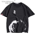 thumbnail image 5 of Style T Shirt Men Funny Anime Print O-Neck Japanese Loose Black White Gray Cotton Tshirts Male Summer Streetwear Fashion, 5 of 5